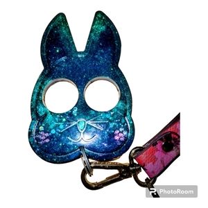 Custom Bunny Defense Keychain (Lanyard not included)(this is just a sample)